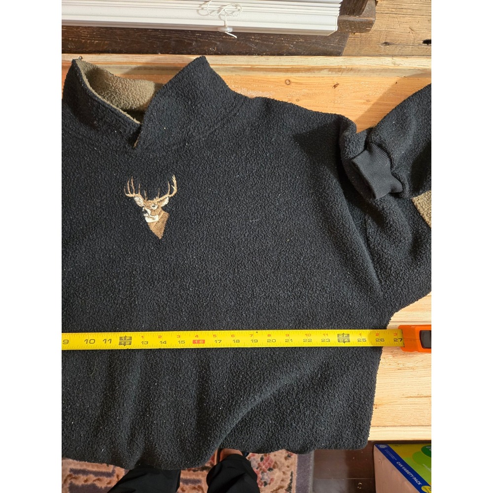 Wild Wings Vintage Fleece Pullover‎ Mens XXL Black Deer Embroidered Sherpa - Picture 7 of 8
